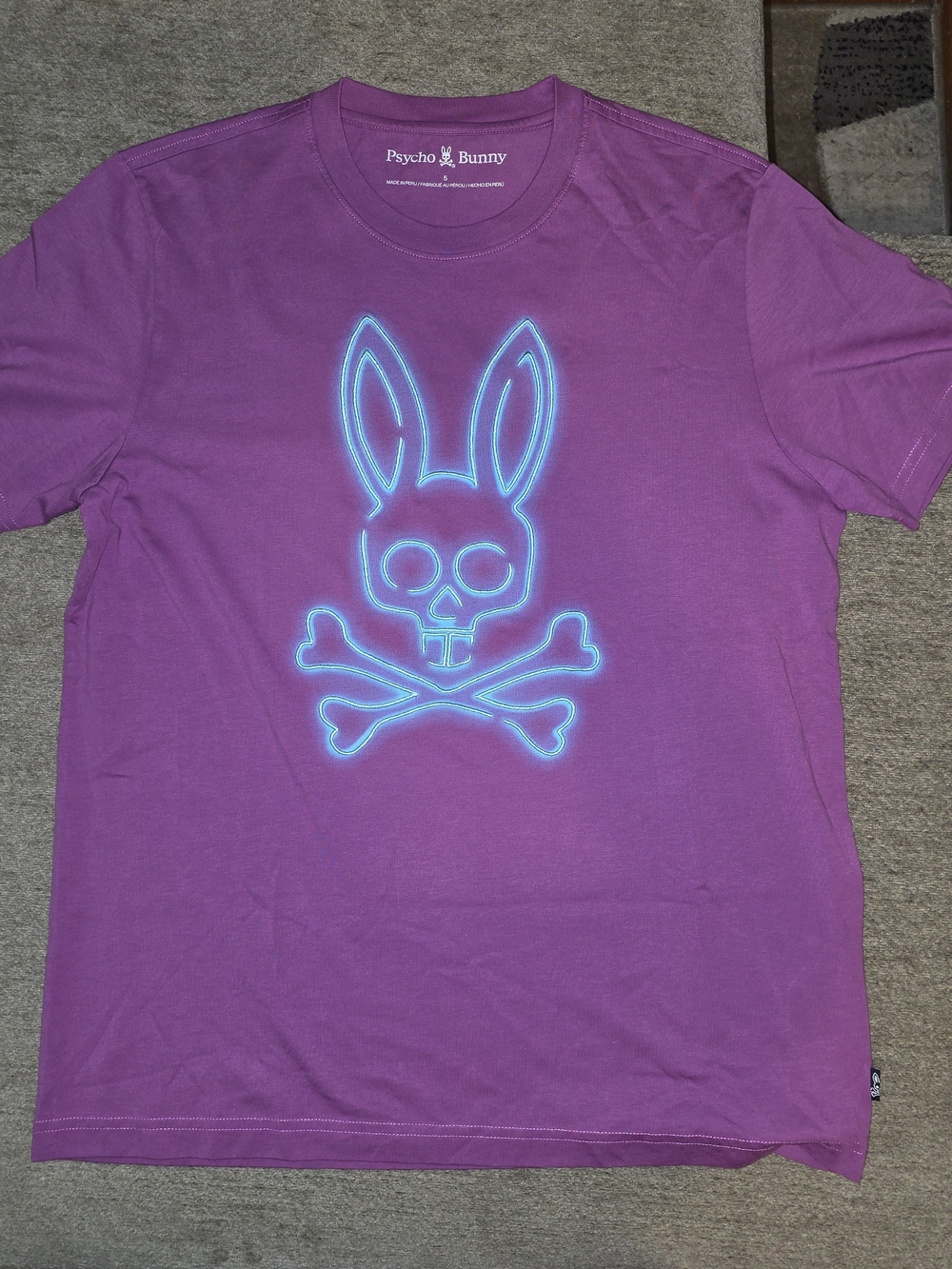 Psycho Bunny Men's Flavin Bunny Graphic Crew-Neck Short Sleeve Shirt Medium